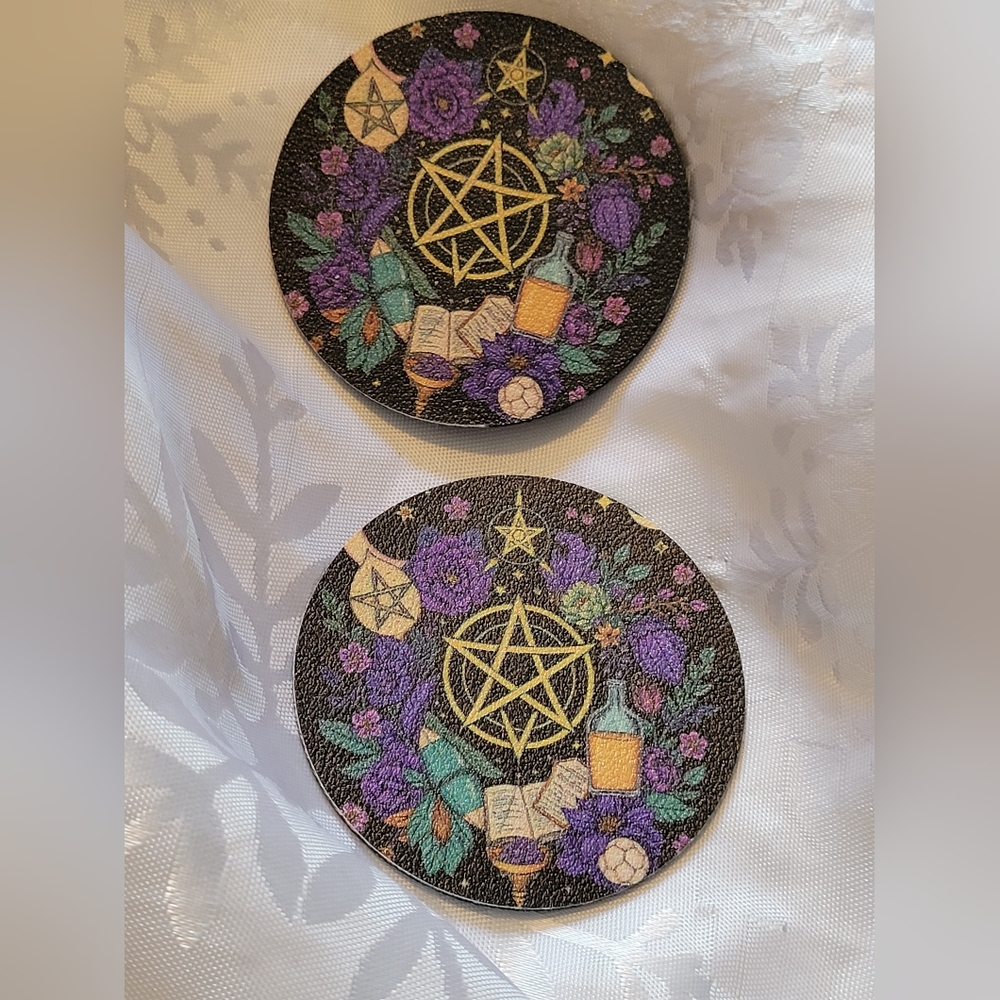 🌲BUY 1 GET 1 FREE 🌲 2pc Car Mystical Black and Purple Coasters